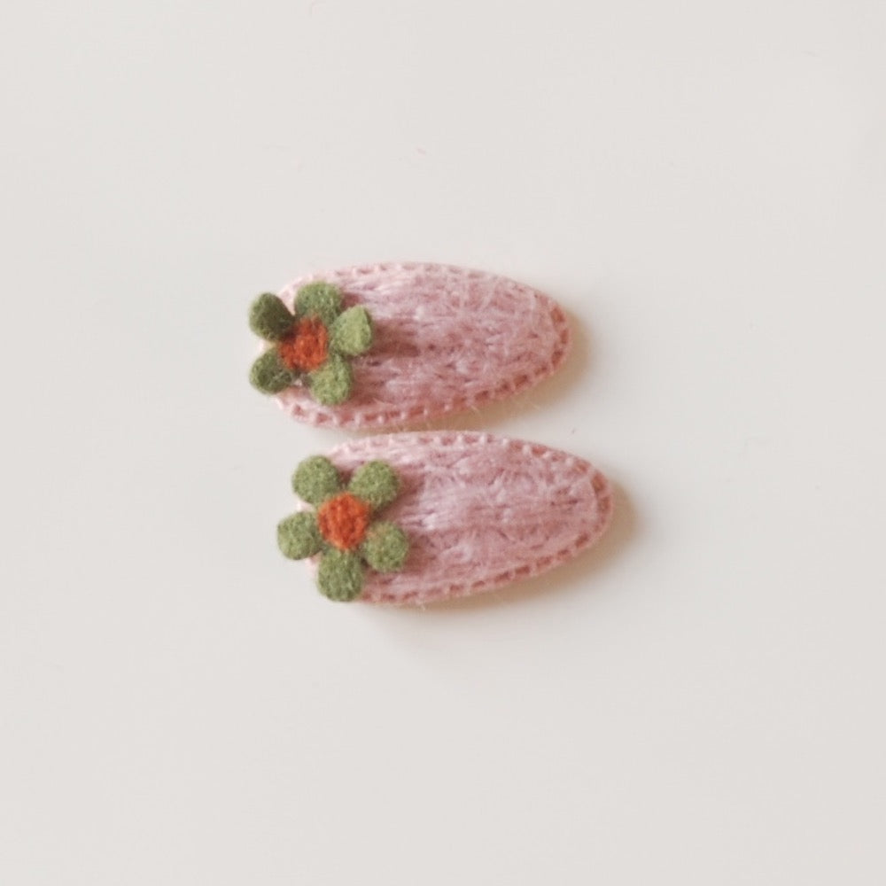 Kit & Kate Bloom Children's Knit Hair Clips - Pink