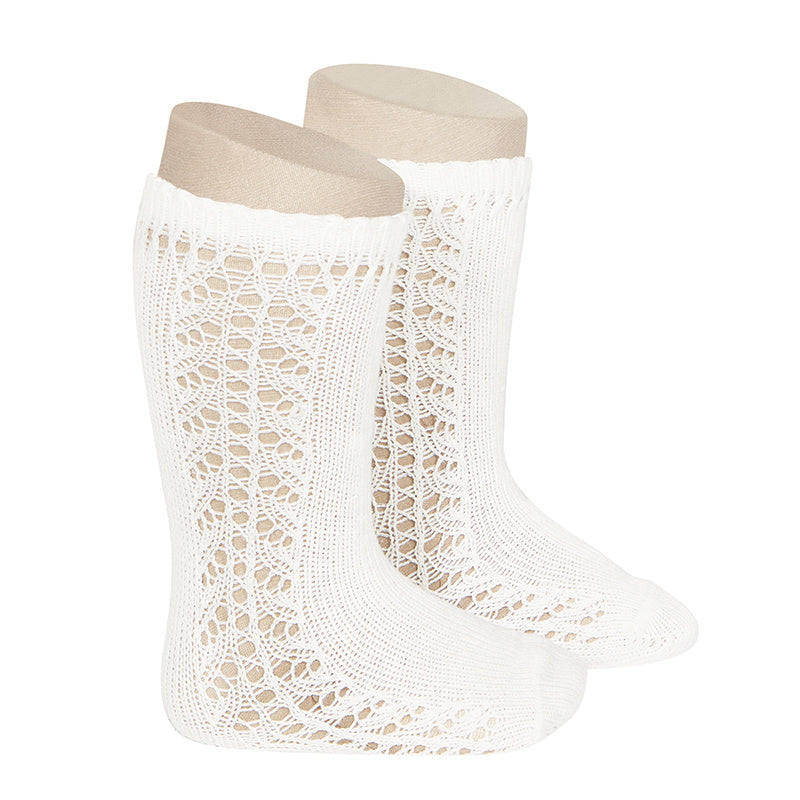 Condor Socks - Side Openwork Lace Knee High - Cream Baby & Toddler Socks from Spain in Australia by Kit & Kate