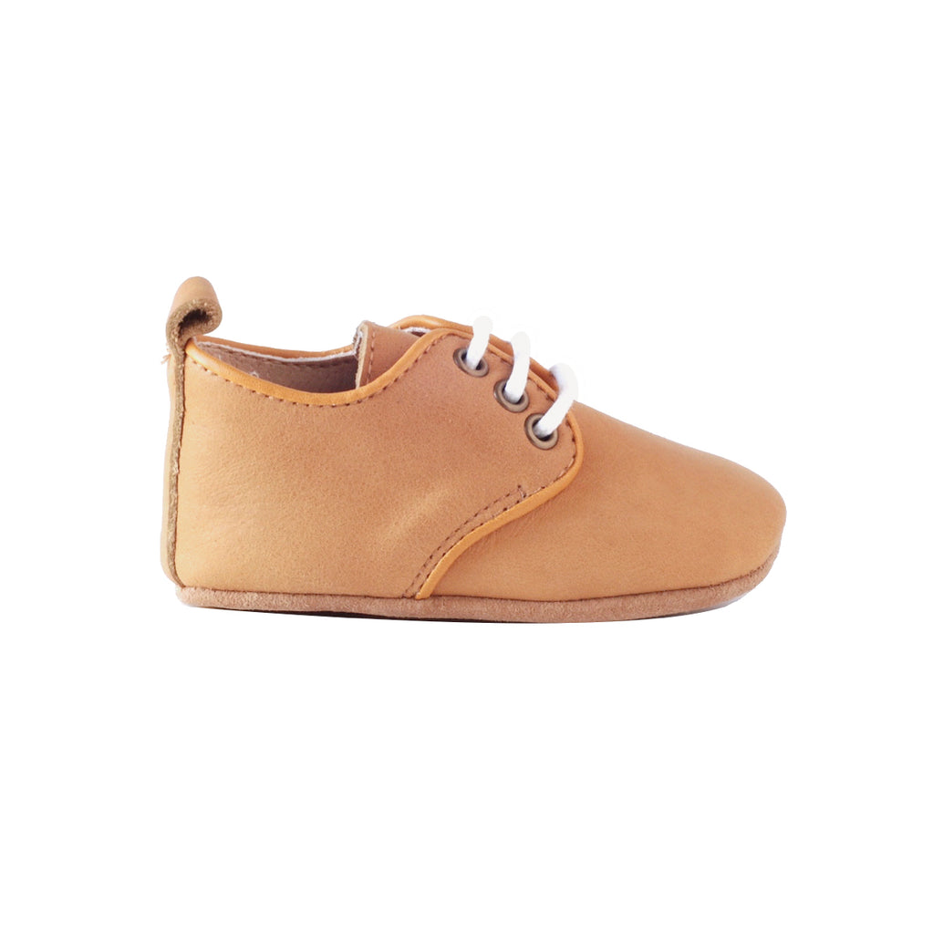 Soft Sole Baby Oxfords in Natural Tan Leather for Toddlers and First Walkers - designed based on orthopaedic principles - Kit & kate Australia