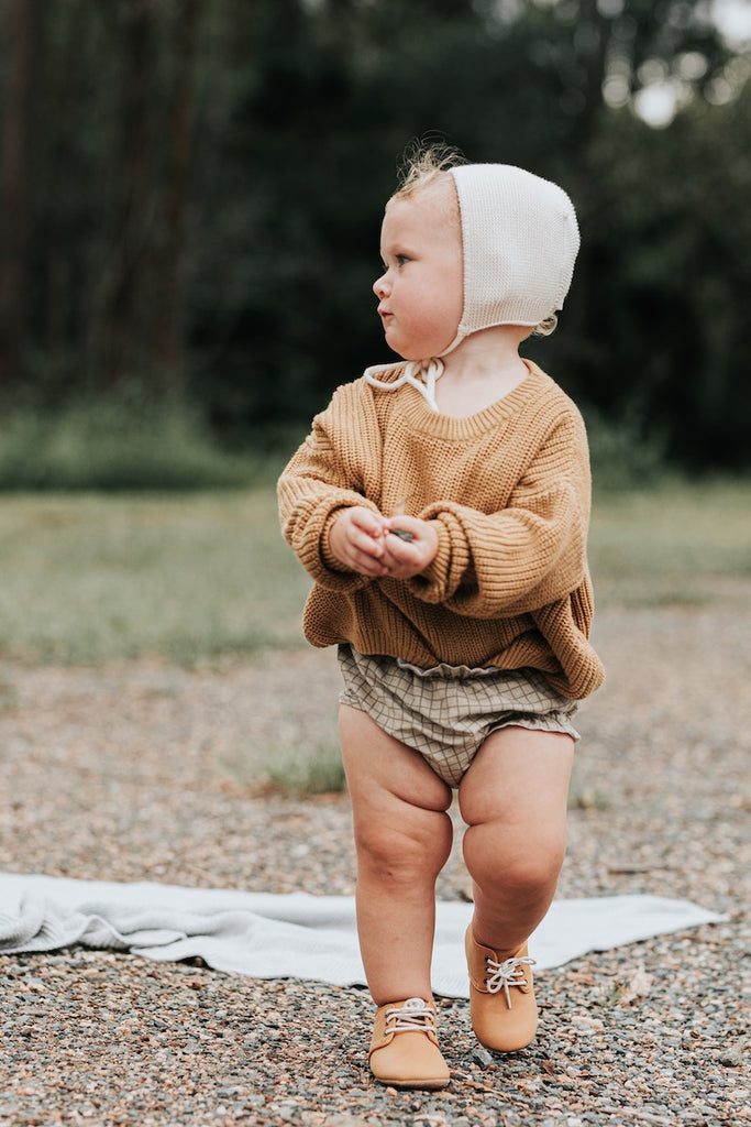Stylish  Soft Sole Baby Oxfords in Natural Tan Leather for Toddlers and First Walkers - designed based on orthopaedic principles - Kit & kate Australia - available in baby shoe sizes to suit 1 2 3 4 year olds 12 months and 24 months too