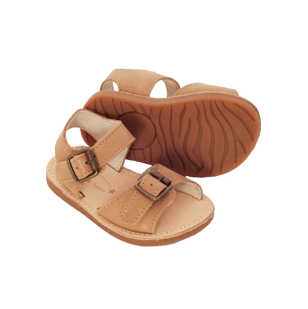 Sand Coloured Light Brown Leather Baby Sandals for Kids, Babies, Toddlers and Children Aged 1, 2, ,3 and 4 years old Australia Kit & Kate  Edit alt text