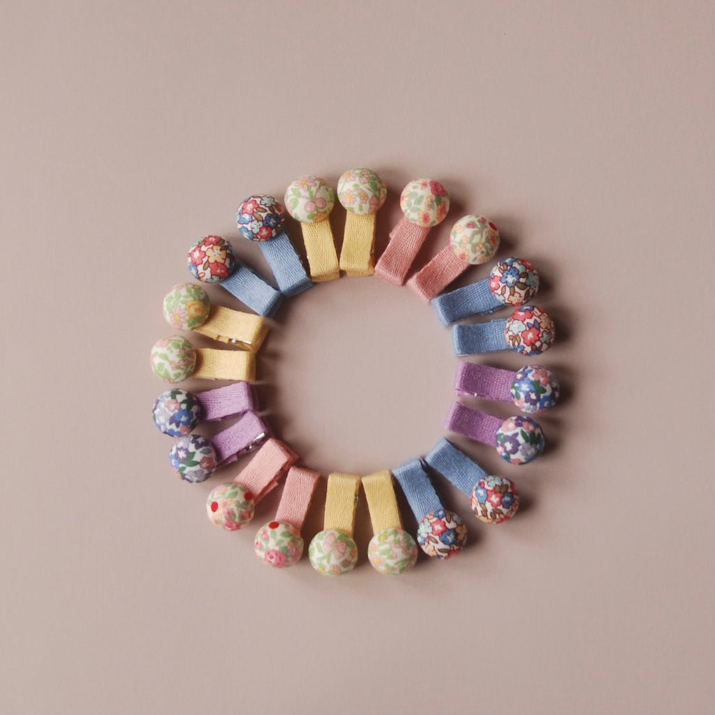 Kit & Kate Button Children's Hair Clips - Sky Blue