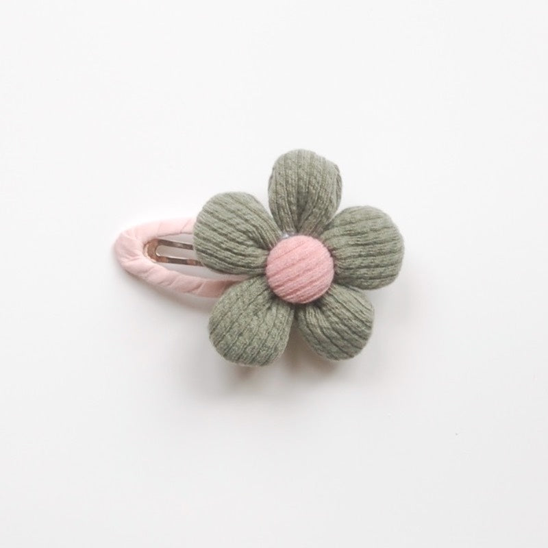 Kit & kate beautiful children's hair clips for little girls in a soft cotton fabric with a flower