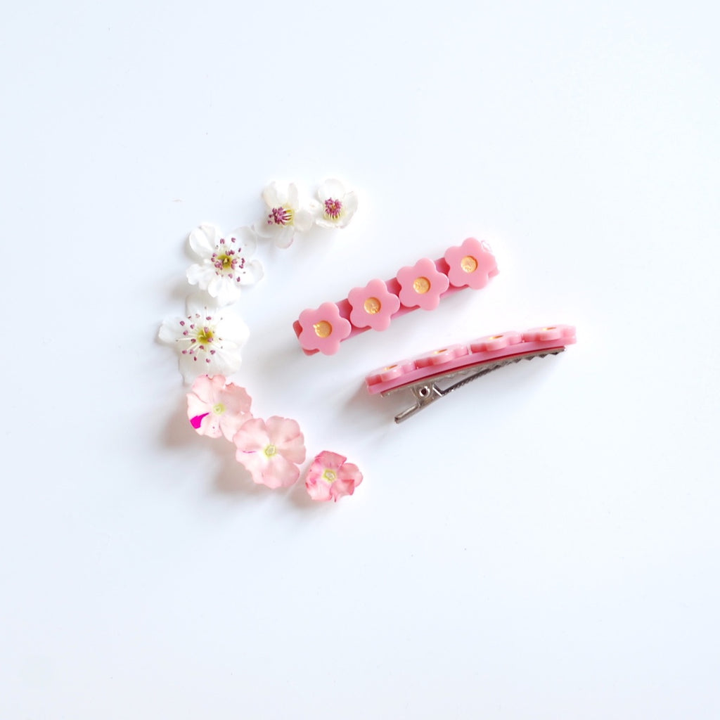 Kit & Kate Flora  Children's Hair Clips - Raspberry