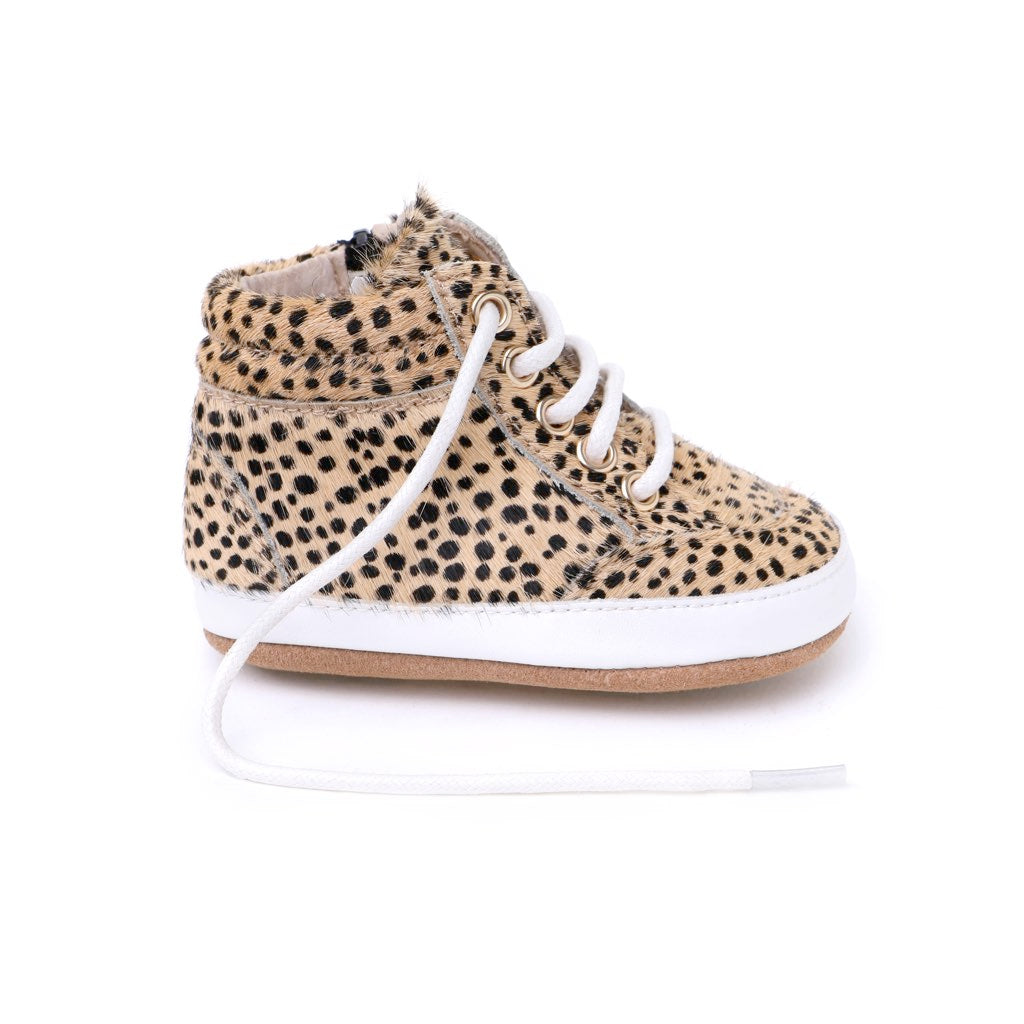 High Top Sneaker Baby Shoes for Babies and Toddlers in Cheetah - Kit & Kate 1