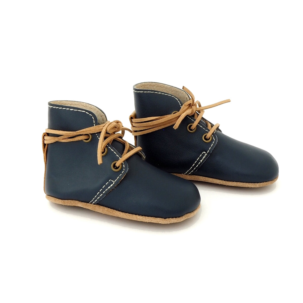 Baby Shoes - Aspen baby boots, shoes for babies & toddlers boys & girls, soft soles blue navy natural leather Kit & Kate 10