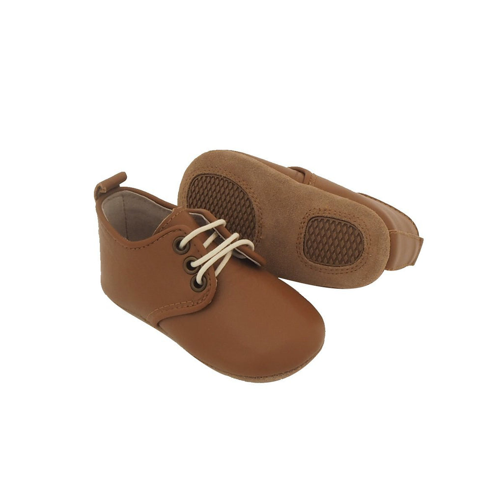 Baby Shoes - Caramel Oxford Shoes for Babies & Toddlers. Soft Soles Natural Leather Boys & Girls Kit & Kate 6