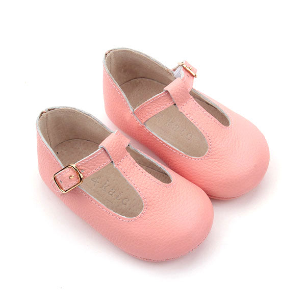 Baby Shoes - Paris baby t-bar shoes for babies & toddlers little girls,, soft soles natural leather pink Kit & Kate c25