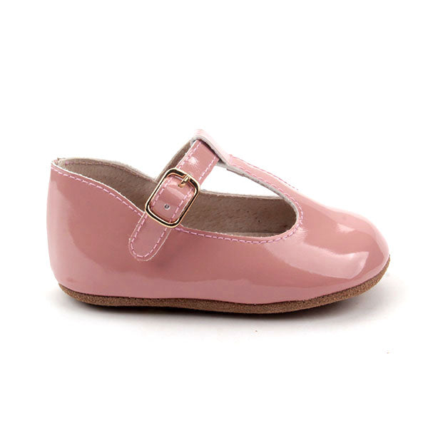 Baby Shoes - Paris baby t-bar shoes for babies & toddlers, soft soles , patent pink Kit & Kate natural leather 30