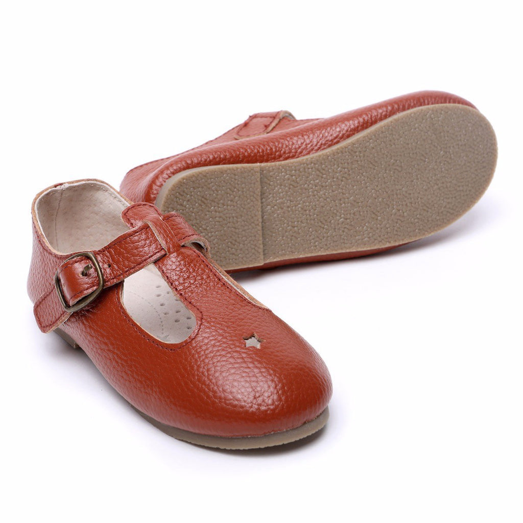 Children’s T-bar Shoes Tan Colour for Children & Kids & little girls. Natural Leather Kit & Kate Australia 2
