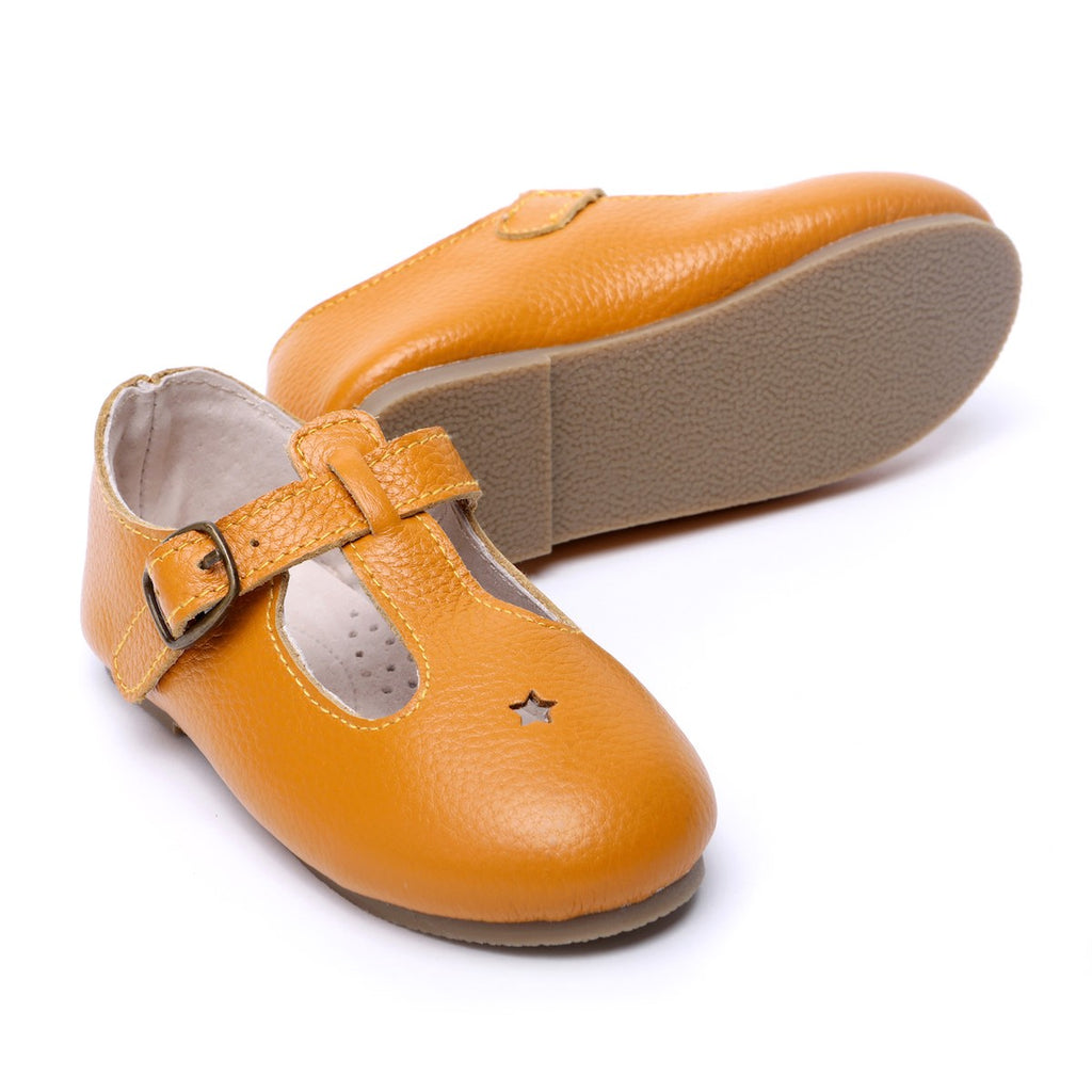 Children’s T-bar Shoes Marigold Yellow for Children & Kids & little girls. Natural Leather 12 - Kit & Kate 13