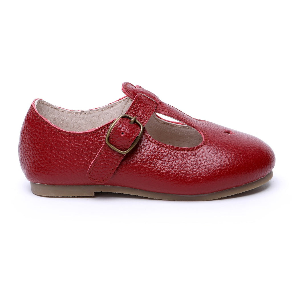 Children’s T-bar Shoes Berry Red Colour for Children & Kids & little girls. Natural Leather Kit & Kate Australia 6