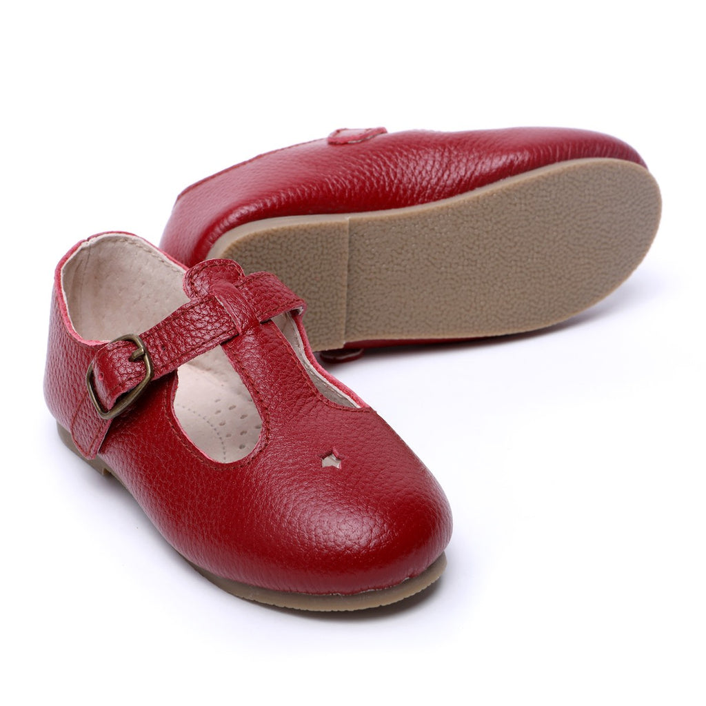 Children’s T-bar Shoes Berry Red Colour for Children & Kids & little girls. Natural Leather Kit & Kate Australia 7