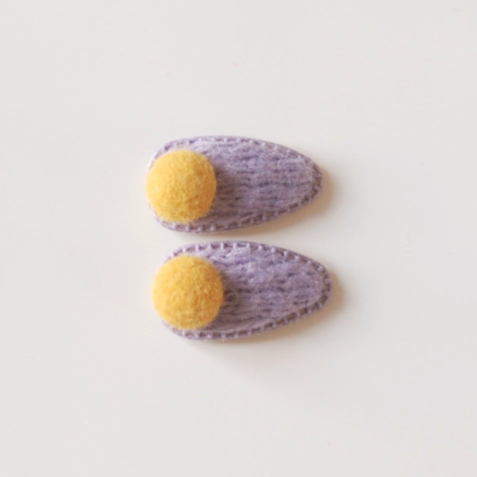 Kit & Kate PomPom Children's Knit Hair Clips - Violet