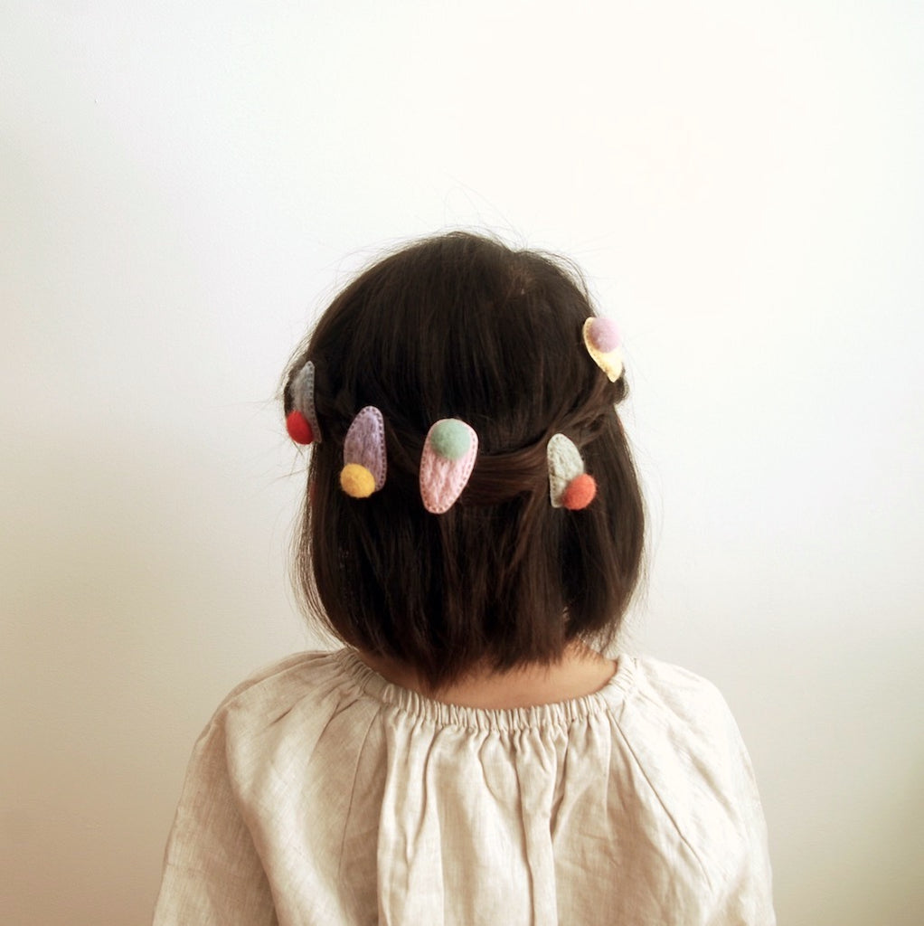 Kit & Kate PomPom Children's Knit Hair Clips - Yellow