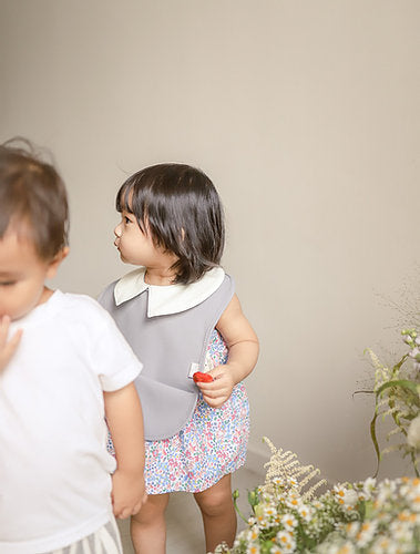 Kit & Kate Designer Stylish baby Bibs with a formal preppy collar in grey Booo