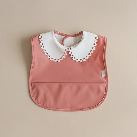 Kit & Kate Designer Stylish baby Bibs with a pretty frilly lace collar in red 1