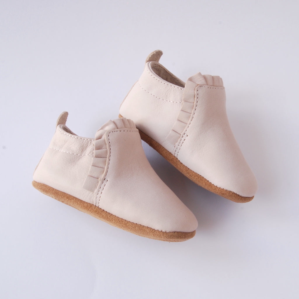 Baby Shoes Slip On Grey Leather Lacey Boys Girls Soft