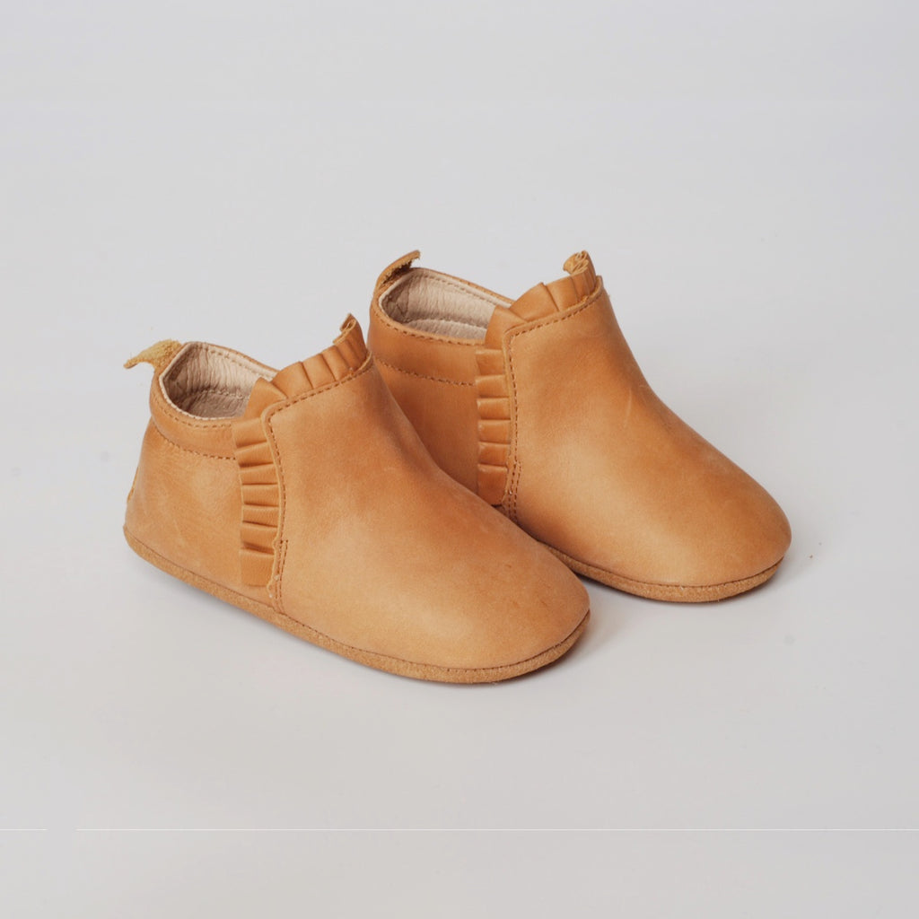 Brown baby boots / shoes in natural leather with soft soles by Kit & Kate Australia Perth