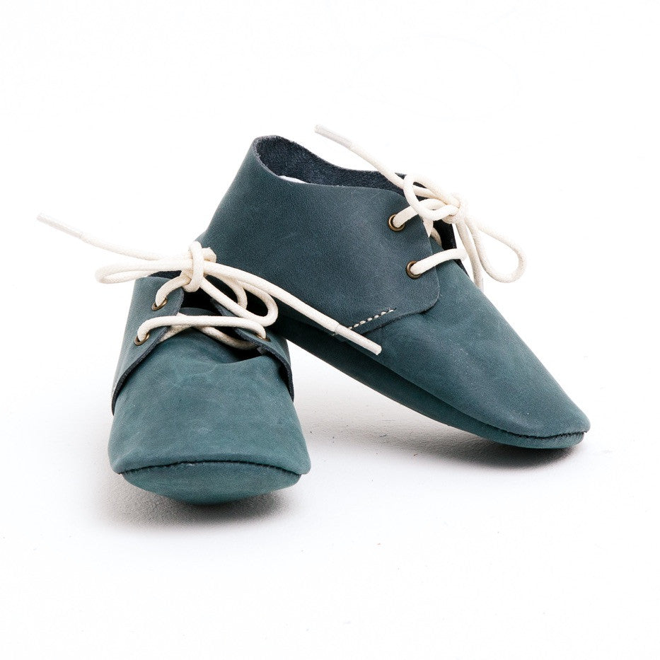 Baby Shoes - Teal Nubuck Oxford Shoes for Babies & Toddlers. Soft Soles Natural Leather boys & Girls Kit & Kate Perth Western Australia 1