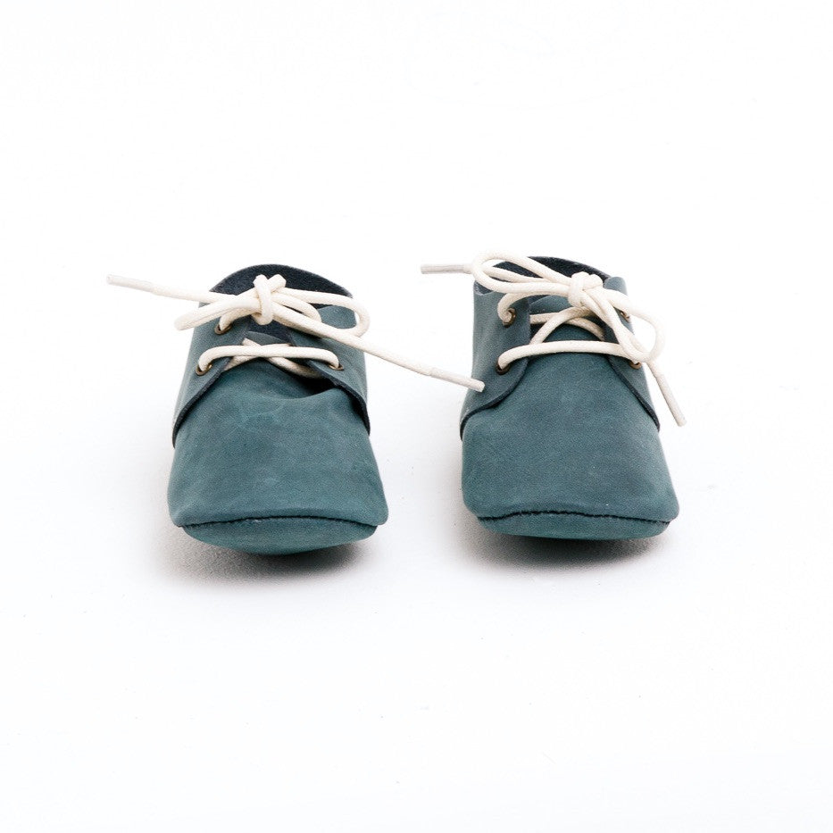 Baby Shoes - Teal Nubuck Oxford Shoes for Babies & Toddlers. Soft Soles Natural Leather boys & Girls Kit & Kate Perth Western Australia 2