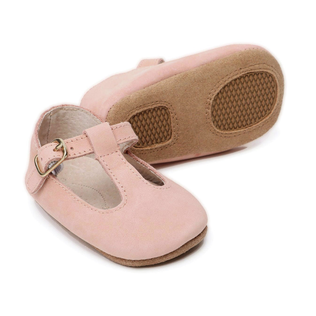 Baby Shoes - Paris baby t-bar pink nubuck natural leather shoes for babies & toddlers  Girls Kit & Kate , soft soled 2