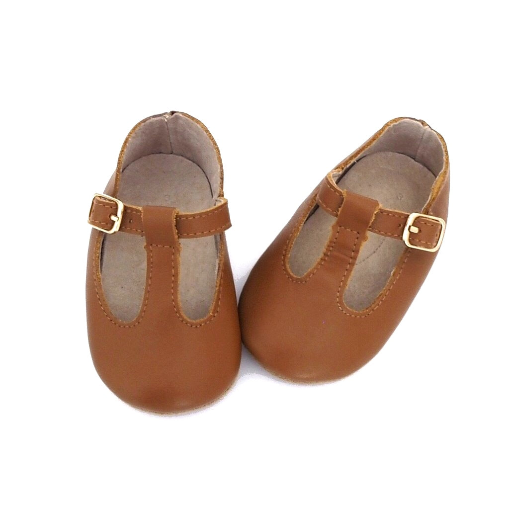 Baby Shoes - Paris baby t-bar shoes for babies & toddlers, little girls, soft soles natural leather light brown caramel  Kit & Kate15