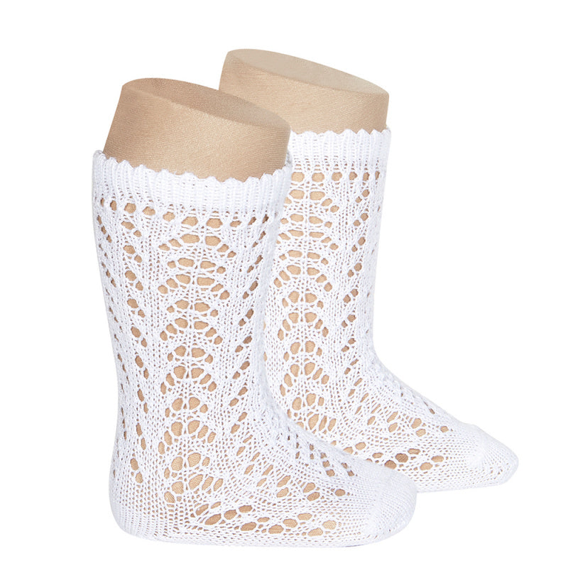 Condor Socks - Full Openwork, Knee High - White Baby & Toddler Socks from Spain in Australia by Kit & Kate