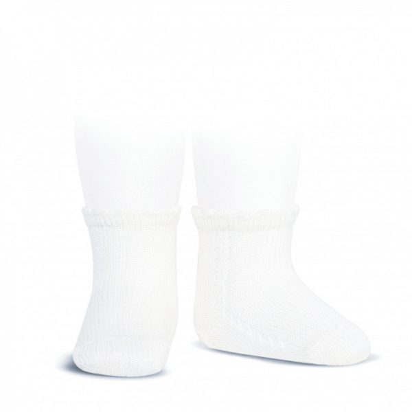 Condor Openwork Lace Short Socks With Fancy Cuff - White Baby & Toddler Socks from Spain in Australia by Kit & Kate
