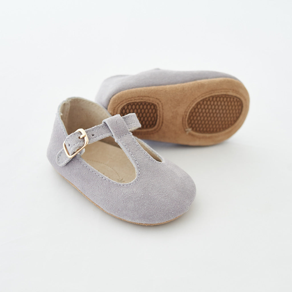 Baby Shoes - Paris baby t-bar shoes for babies & toddlers little girls,, soft soles natural leather light grey kit & kate 20