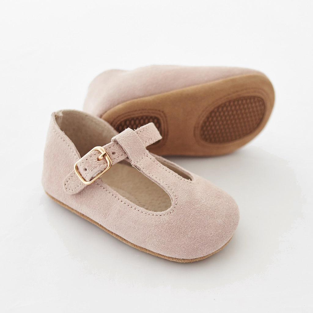 Baby Shoes - Paris baby t-bar shoes for babies & toddlers little girls,, soft soles natural leather light pink Kit & Kate c23